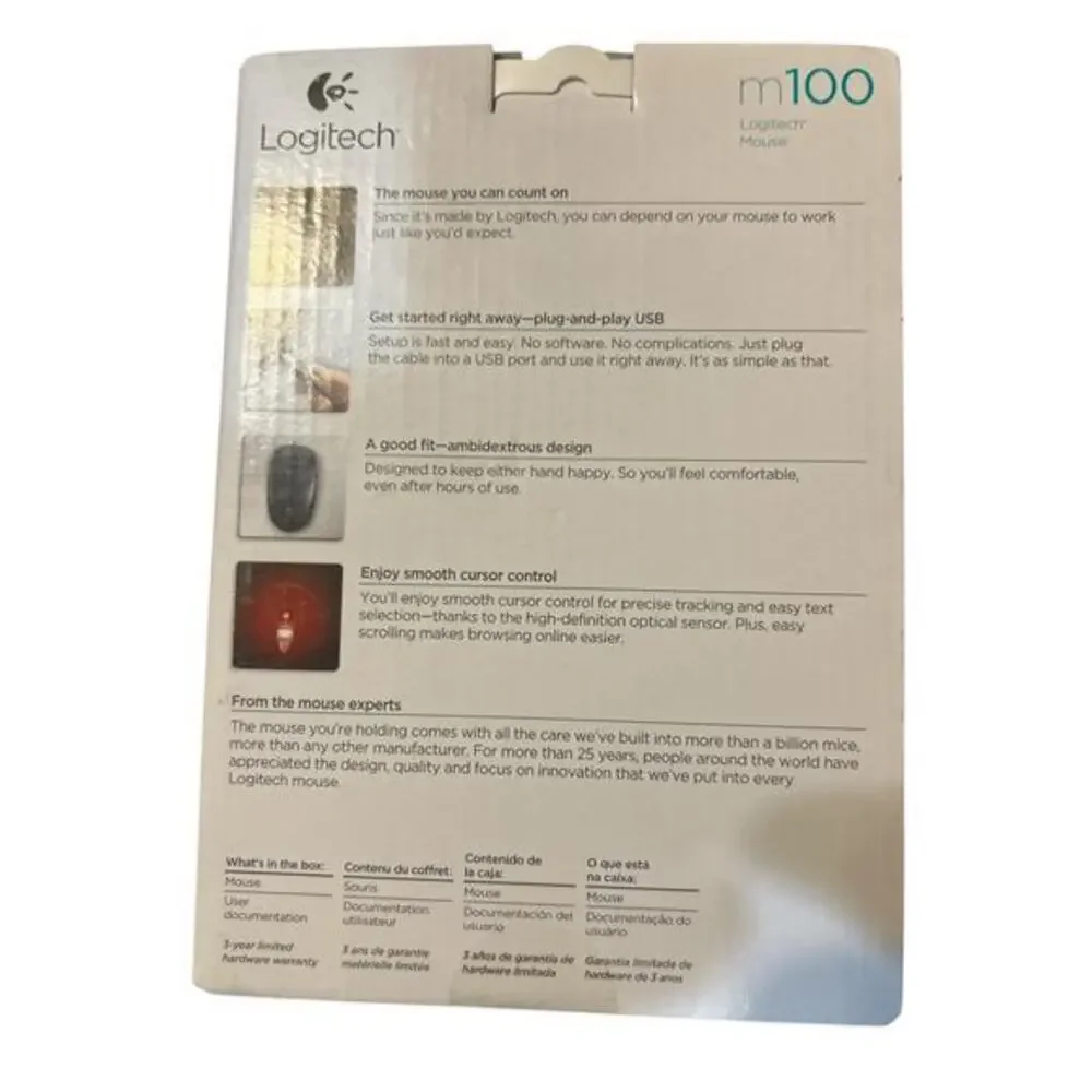 Logitech M100 Wired USB Mouse 3-buttons pc, mac‎ laptop